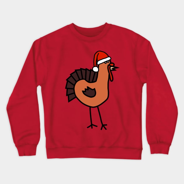 Thanksgiving Turkey Wearing a Santa Hat for Christmas Crewneck Sweatshirt by ellenhenryart